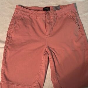 NYDJ Coral Pink Stretch Chino Bermuda Shorts